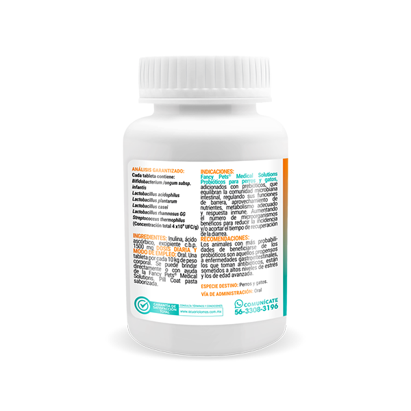 Probióticos tabletas masticables C/60 Tab P/Perros y Gatos (4 Mill probióticos P/TAB)