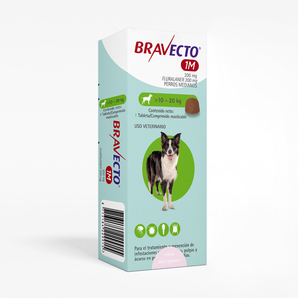 BRAVECTO 1 Mes de 200 mg (10 a 20 KG)