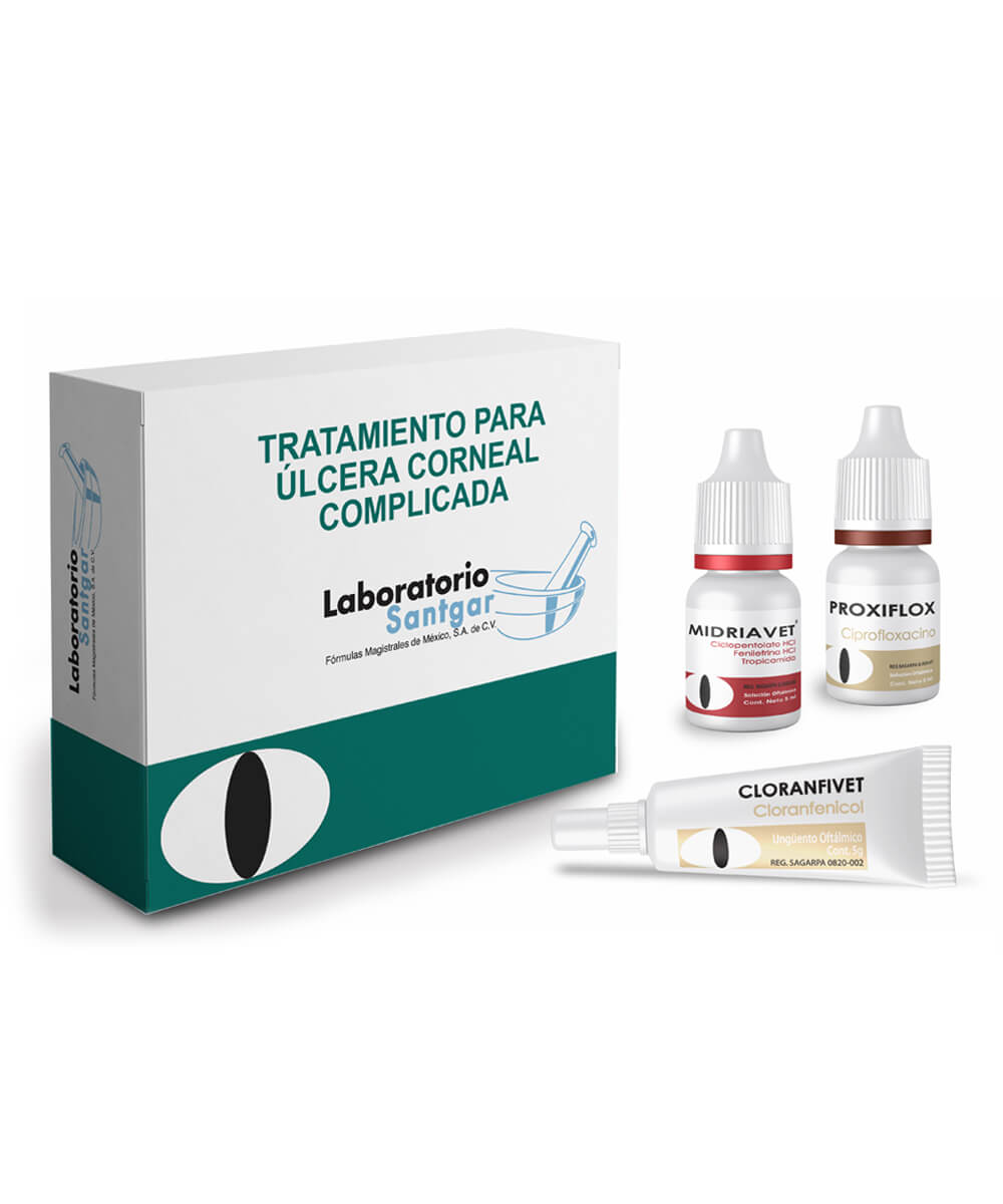 Kit para úlcera corneal complicada (Midriavet, Proxiflox, Cloranfivet) Santgar