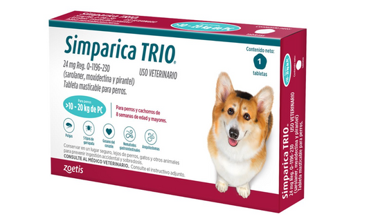 Simparica Trio - 1 tableta (10 a 20 KG)