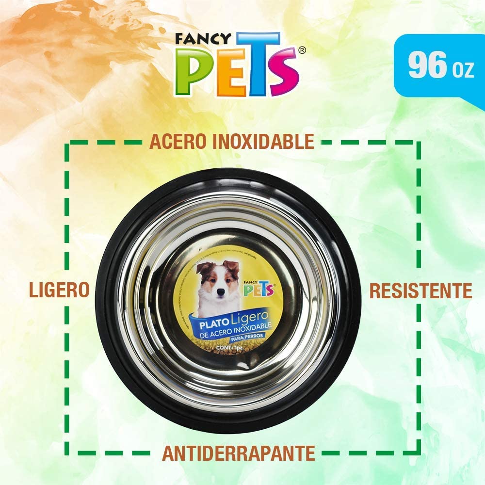 Plato ligero de acero 24/64/96 OZ para perro y gato