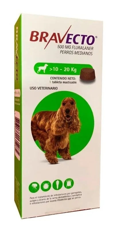 BRAVECTO 500 MG con 1 tableta (10 a 20 KG)