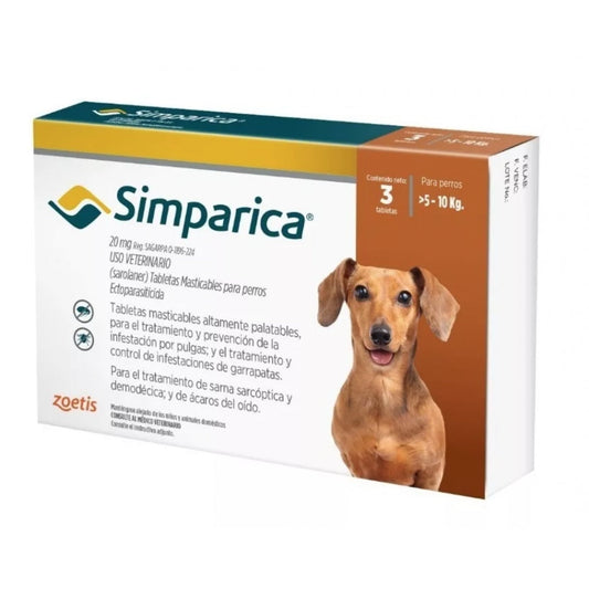 Simparica 20 MG - 3 tabletas (5 a 10 KG)