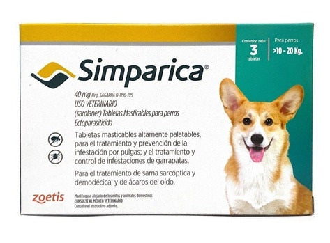 Simparica 40 MG - 3 tabletas (10 a 20 KG)