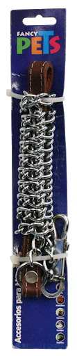 Cadena con asa de piel para perro