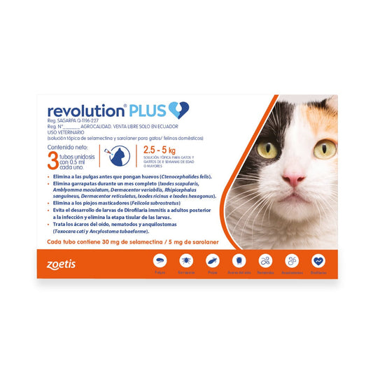 Revolution Plus 0.5 ml - 3 dosis (2.5 a 5 kg)
